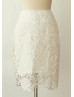 Ivory Lace Knee Length Skirt